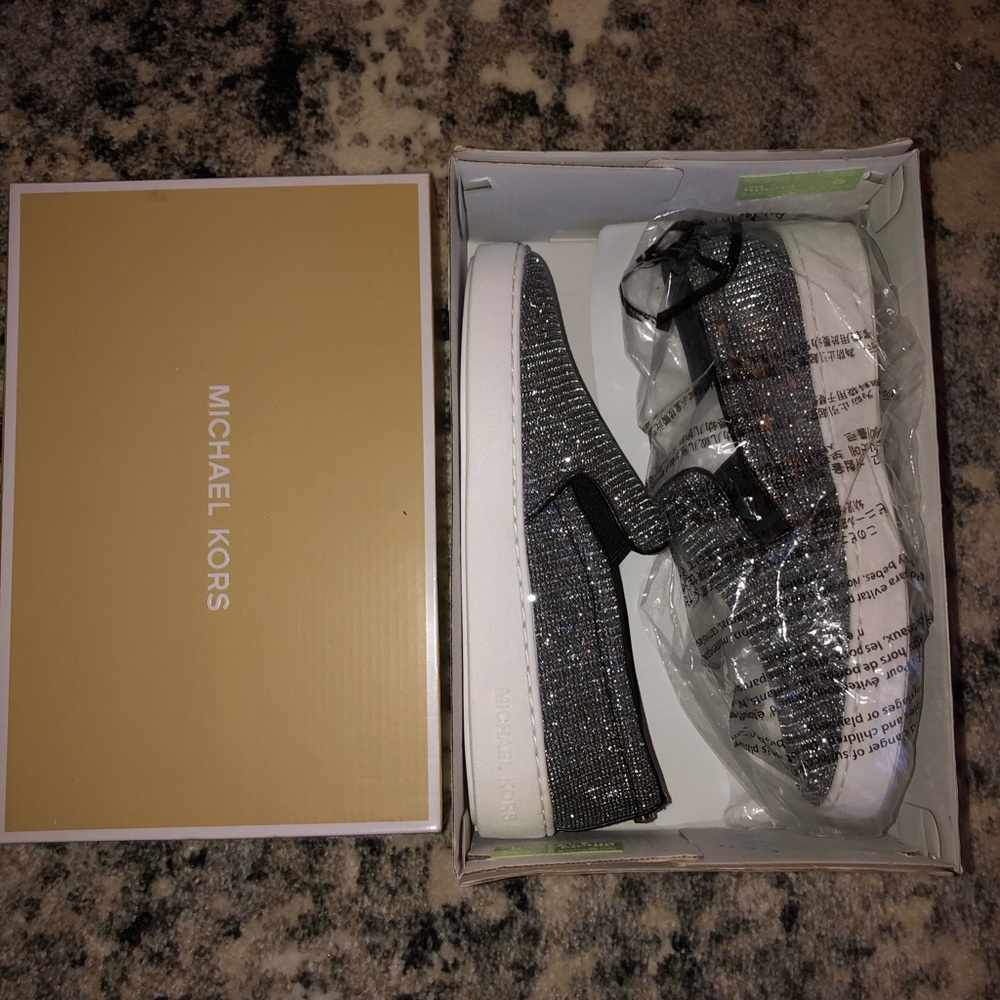 Michael Kors Glitter Chain Mesh Slip On Sneakers